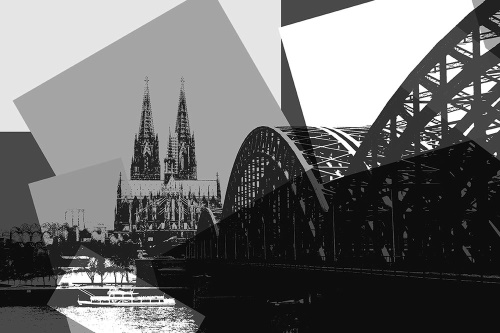 Samolepiaca tapeta čiernobiela ilustrácia mesta Kolín