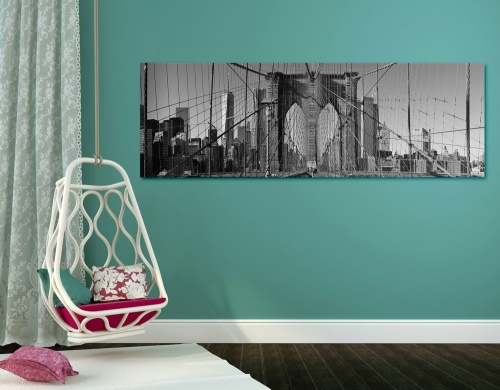 Obraz most Manhattan v New Yorku v čiernobielom prevedení