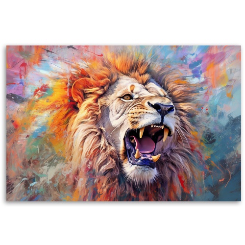 Obraz na plátně, Zuřivý lev Abstrakce