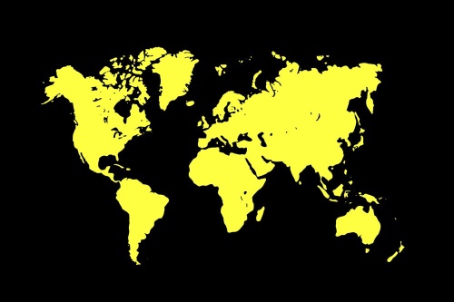 Samolepiaca tapeta žltá mapa na čiernom pozadí