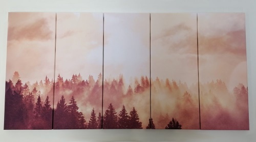 5-dielny obraz hmlistý les