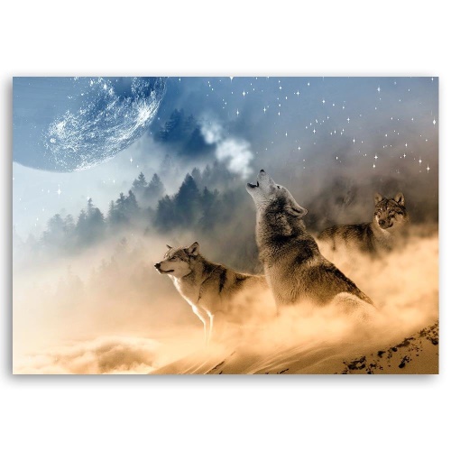 Obraz na plátně Vlk v mlze Lesní příroda