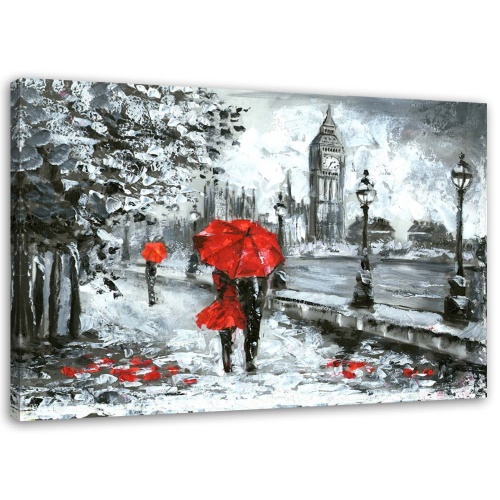Obraz na plátně London City Pair Umbrella jako malovaný