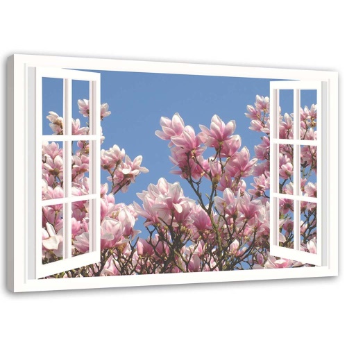 Obraz na plátně Pohled z okna Květiny Růžová příroda