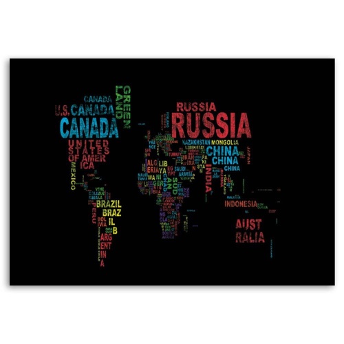 Obraz na plátně Názvy zemí na mapě světa
