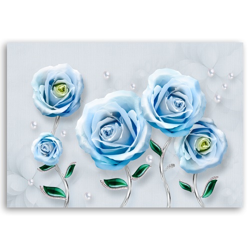 Obraz na plátně, Modré 3D růže