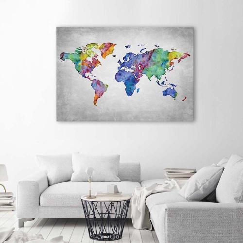 Obraz na plátně, Barevná světová mapa