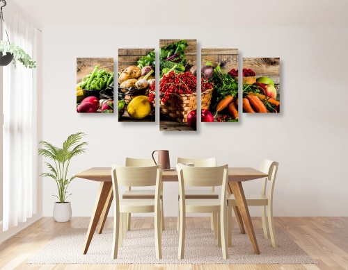 5-dielny obraz čerstvé ovocie a zelenina