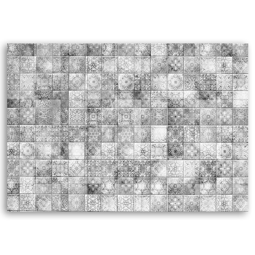 Obraz na plátně, Orientální mozaika na šedých dlaždicích