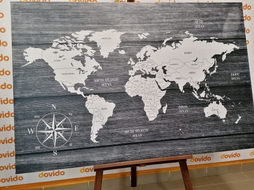 Obraz mapa s dreveným pozadím