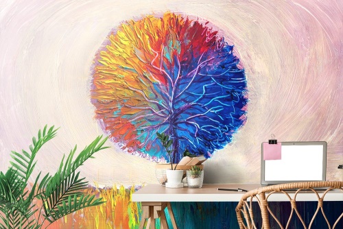 Tapeta farebný akvarelový strom