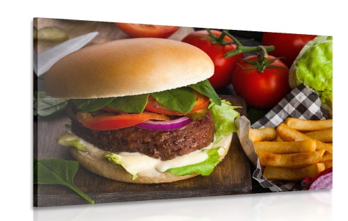Obraz hamburger s hranolkami