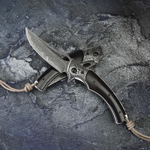 KnifeBoss damaškový zavírací nůž Ebony VG-10