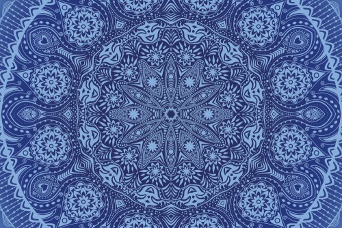 Tapeta okrasná Mandala s krajkou v modrej