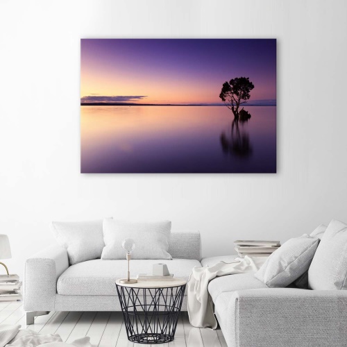 Obraz na plátně Přírodní strom Fialové jezero