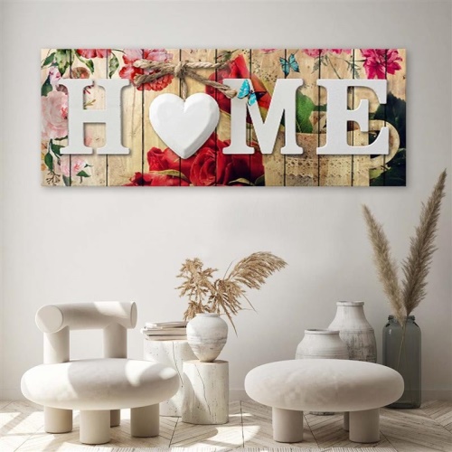 Obraz na plátně Nápis Home s květy růží