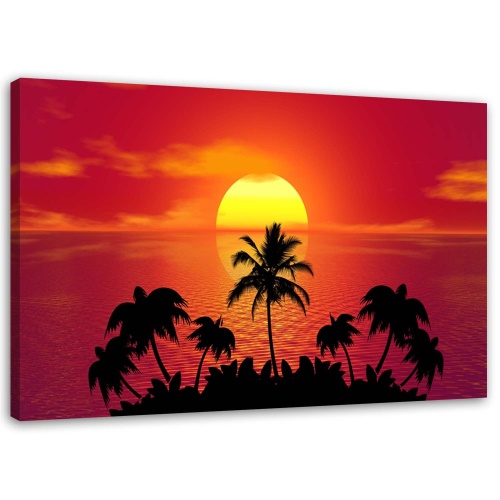 Obraz na plátně Západ slunce a palmy
