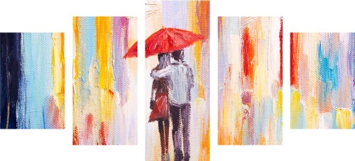5-dielny obraz prechádzka v daždi