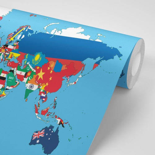 Tapeta mapa sveta s vlajkami