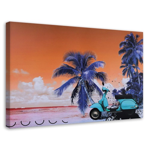 Obraz na plátně Beach Palm Scooter