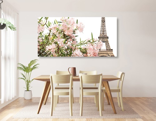 Obraz Eiffelova veža a ružové kvety