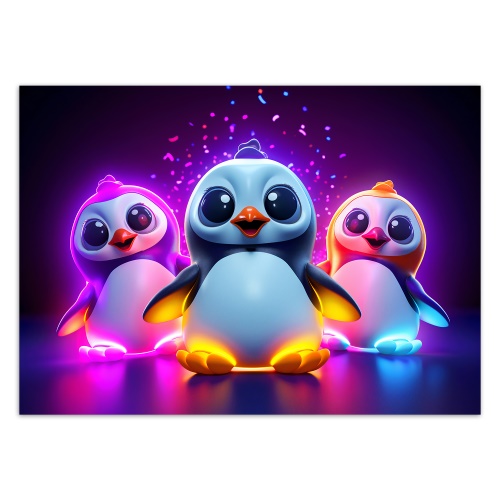 Fototapeta, Neonové tučňáci
