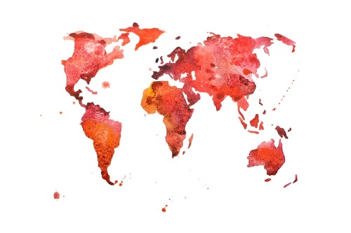 Tapeta kontinenty v červenej farbe
