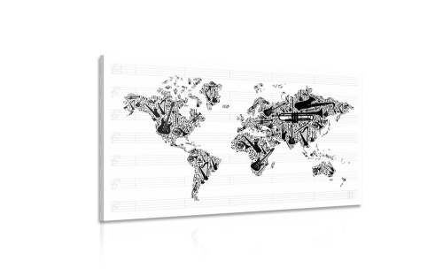 Obraz hudobná mapa sveta v inverznej podobe