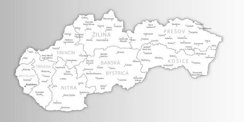 Obraz čiernobiela mapa Slovenska