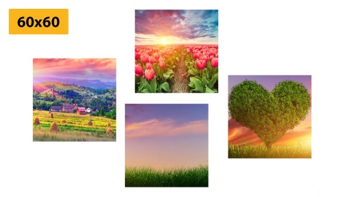 Set obrazov príroda v pastelových farbách