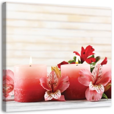 Obraz na plátně Květinové svíčky Zen Pink - 60x60 cm