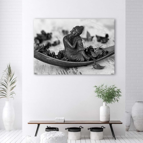 Obraz na plátně Buddha Zen Spa černá a bílá