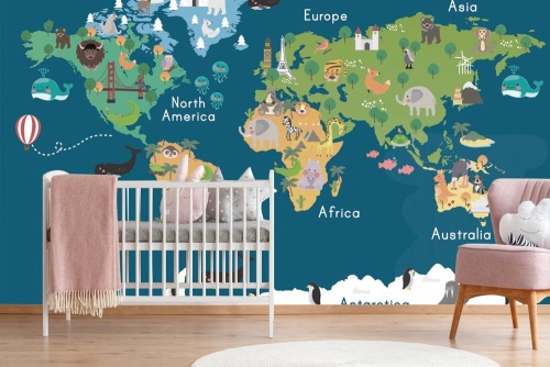 Samolepiaca tapeta mapa sveta pre deti