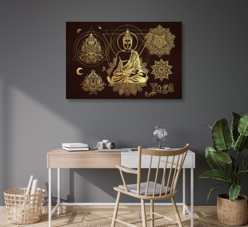 Obraz zlatý meditujúci Budha