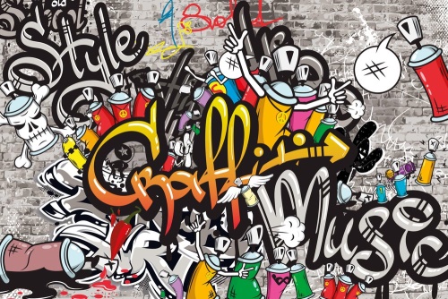 Samolepiaca tapeta farebné graffiti