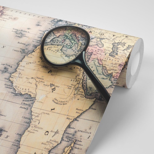 Samolepiaca tapeta mapa sveta s lupou