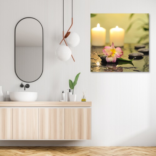 Obraz na plátně, Svíčky a orchidej zen