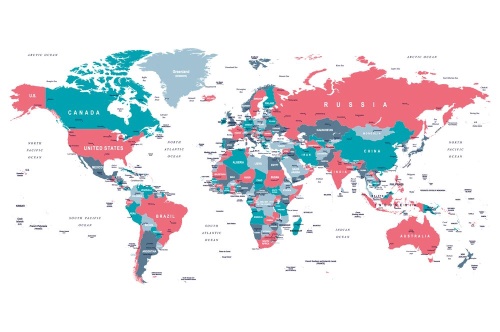 Samolepiaca tapeta mapa sveta s pastelovým nádychom