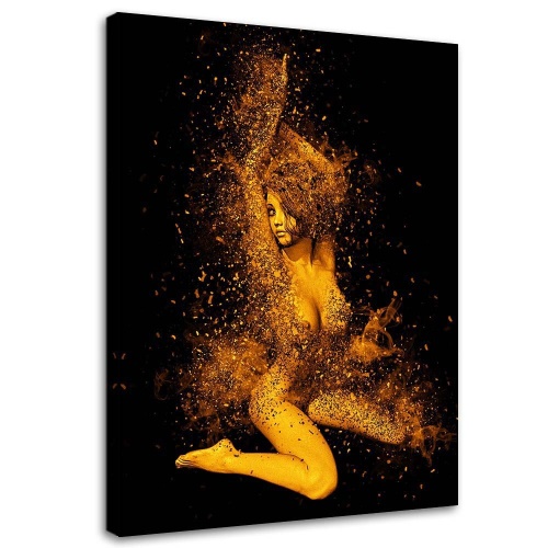Obraz na plátně Nahé ženské tělo ve zlatém prachu