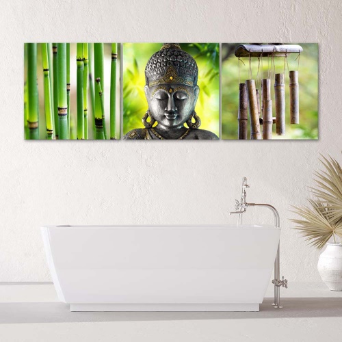 Obraz na plátně třídílný Buddha Bamboo