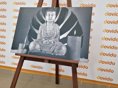 Obraz Budha s relaxačným zátiším v čiernobielom prevedení