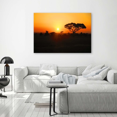 Obraz na plátně Afrika Strom západ slunce