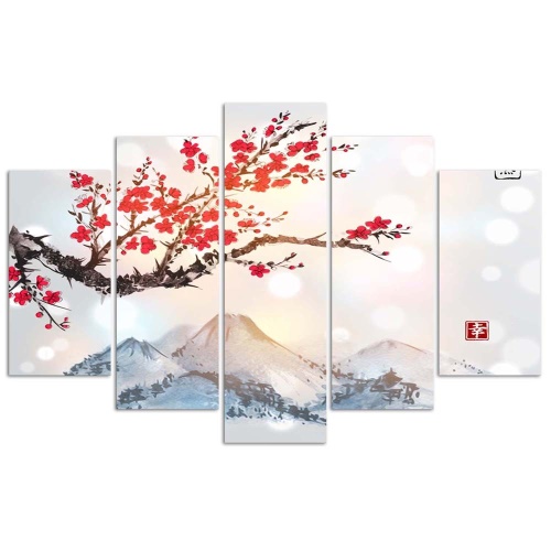 Obraz na plátně pětidílný Japonsko Cherry Blossom
