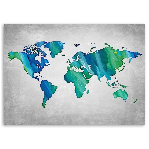 Obraz na plátně Mapa světa šedá
