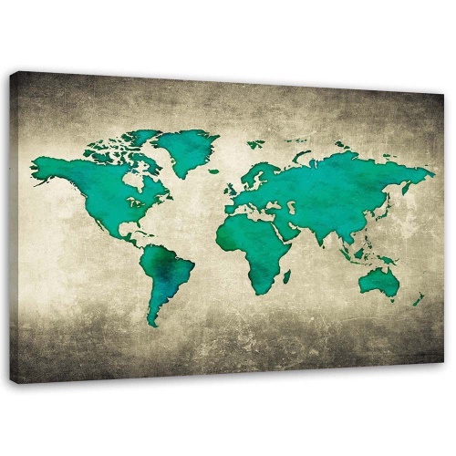 Obraz na plátně Mapa světa zelená