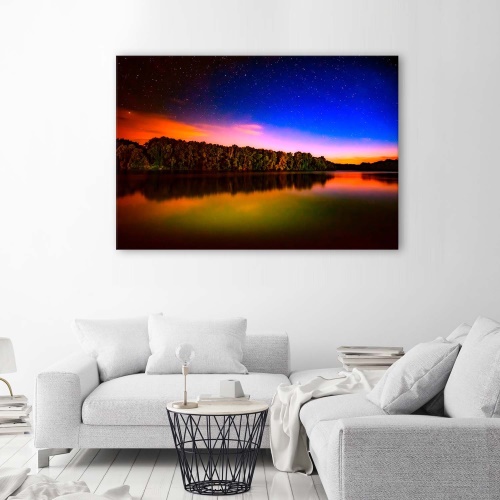 Obraz na plátně Západ slunce nad jezerem