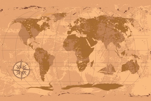 Samolepiaca tapeta rustikálna mapa sveta
