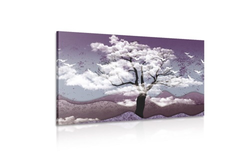 Obraz strom zaliaty oblakmi