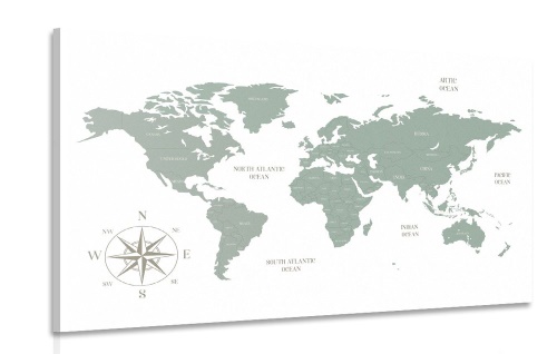 Obraz decentná mapa v zelenom prevedení