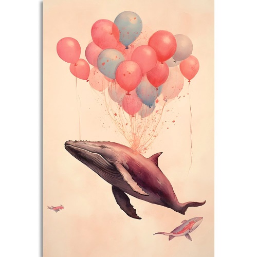 Obraz zasnená veľryba s balónmi